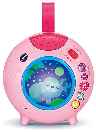 VTech - Lumi Veilleuse Nuit Enchantée Rose, Veilleuse Bébé Musicale, Projection Lumineuse au Plafond, Musique Douce, Bruits Blancs et Sons de la Nature, Cadeau de Naissance - Contenu en Français
