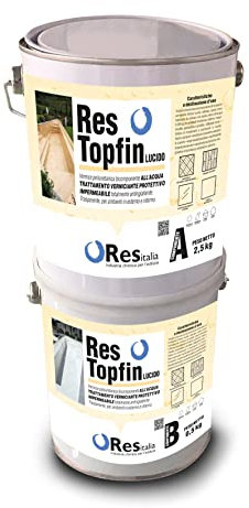 RES VERNICE, PITTURA PER CEMENTO PAVIMENTI E PARETI, INTERNI / ESTERNI TOPFIN - POLIURETANICA ALL'ACQUA A+B 3 KG /3,5 KG COLORATO (GRIGIO)