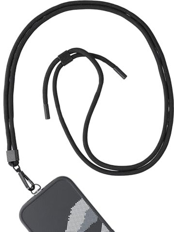 AHABIPERS Handykette Universal, Nylon Handy Kette, Verstellbarer Crossbody Handyschnur, Handy Umhängeband Kompatibel mit Meisten Smartphones, TPU Handy-Patch mit Metallring - ohne Hülle (Schwarz)