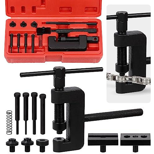 Swpeet 13Pcs Motorrad Kette Breaker mit Tragetasche Sortiment Kit, Kettenschneider und Nietmaschine Kette Removal Tool Kette für Motorrad, Fahrrad, ATV