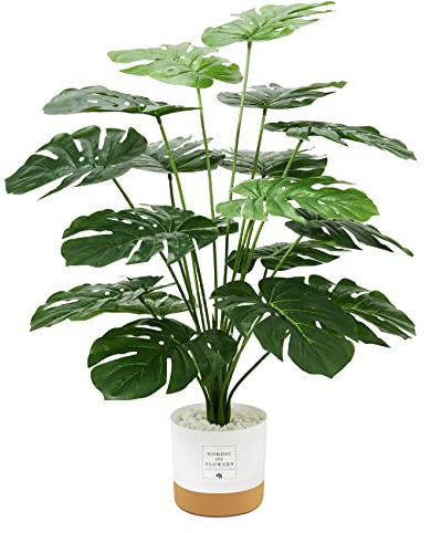 Guheake Plantas Falsas de 26 Pulgadas, Palmera Tropical Grande, árbol Artificial Monstera con Maceta para decoración de Interiores, Oficina o Sala de Estar