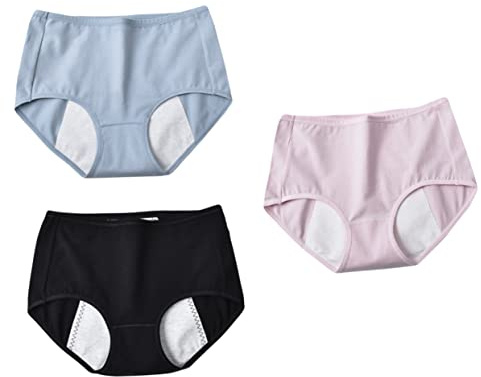 PLAFOPE 3piezas Ropa Interior Cálida Útero Calzoncillos Menstruales Transpirables para Mujer Pantalones Algodon Uso Diario