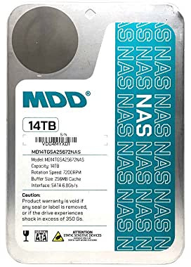 MDD (MD14TSATA25672NAS) 14TB 7200 RPM 256MB Cache SATA 6.0Gb/s 3.5'' Internal NAS Hard Drive - 5 Years Warranty (Renewed)