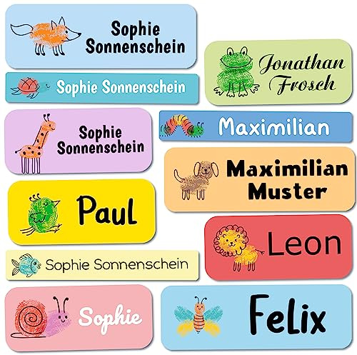 Namensaufkleber Kugelschreiber personalisiert wasserfest 216 Stück Schule | Sticker mit Wunschname für Brotdose Trinkflasche Stifte Bücher Federmappe Kindergarten Schulstart Eigentum Alltag wasserfest