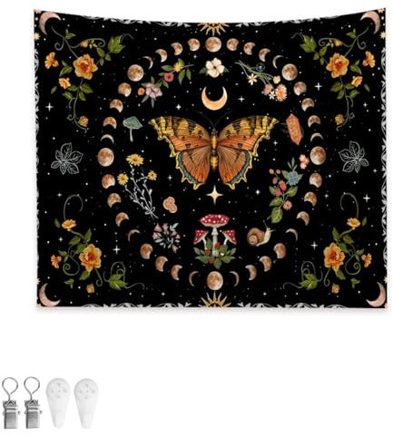 JANDH Schmetterling Tapestry, Schmetterling Wandteppiche, 150 x 100 cm Wandteppich Aesthetic, Wand Teppiche für Bedroom Decor, Wanddekorationen, Wandkunst, Tischdecken