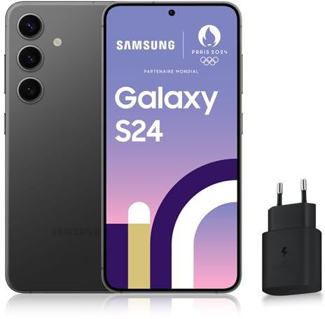 Samsung Galaxy S24, Smartphone Android 5G, 128 Go, Chargeur Secteur Rapide 25W Inclus [Exclusivité Amazon], Smartphone déverrouillé, Noir, Version FR