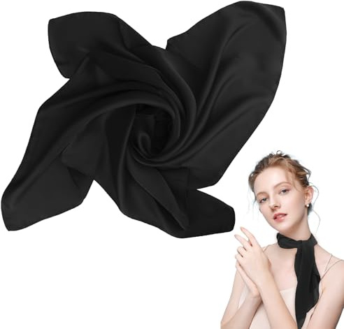 Seidentuch Damen, Bandana Schwarz, Kopftuch Damen, Halstuch Damen, Halstuch Schwarz, Satin Tuch, Seidentuch Haare Schlafen, Hijab Kopftuch, Silk Scarf Shawl, Frauen Quadrat Hals schal