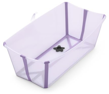 Stokke Flexi Bath, Lavender - 64 x 24 x 34 cm - Bañera plegable para recién nacidos y bebés, liviana, resistente y fácil de guardar - Ideal para casa o viajes
