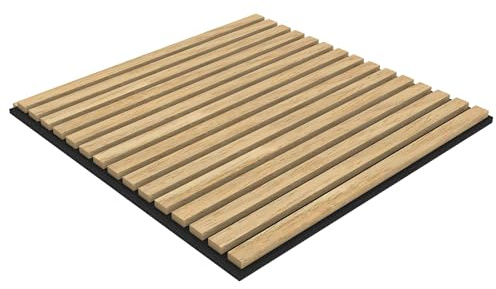Tuda Grass Direct | Acoustic Wall Wood Veneer Panels Tiles Series 1-60cm x 60cm - Oak (4 Pack)