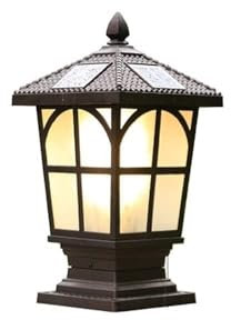 LYOUAE Standleuchte Aussen Pollerleuchte Kreative Zaun-Solar-Pfostenleuchten, LED-Außenleuchte, wasserdichte Beleuchtung, Aluminium-Glasmast-Lampe for Zaun, Hof, Garten, Terrasse, Dekoration