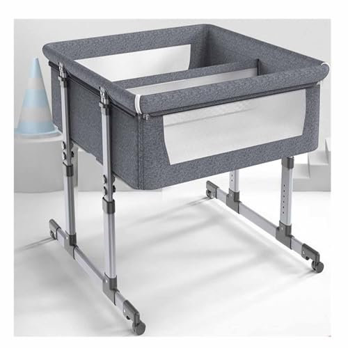 WENNEWU Zwillingsbett, Reisebett, Nachtbett, Faltbare Puppenbetten, Aluminiumlegierungs-Kleinkind-Bett, Mit HöHenverstellbarer Matratze,Grau