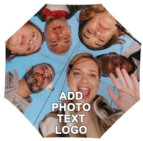 Custom Umbrella, Personalized Umbrella with Photo Text, Design Your Own Logo/Picture/DIY, One Button Auto Open and Close, for Men, Women, Family Personalized Gift