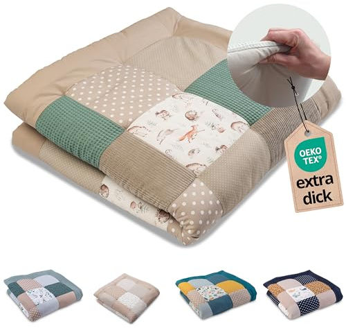 ULLENBOOM Krabbeldecke für Baby 120x120 cm - Dick und weich gepolstert | Außenmaterial: 100% Baumwolle, Alle Materialien OEKO-TEX zertifiziert, Made in EU, Schadstoffgeprüft und waschbar