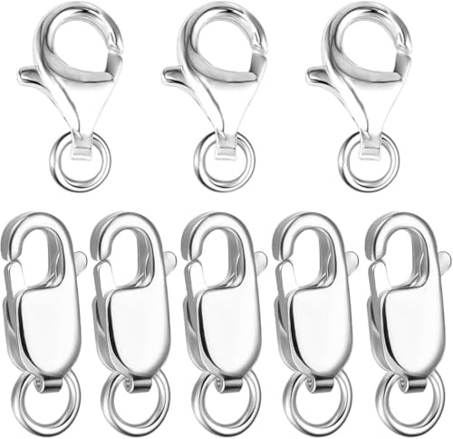 OPVYAEU 16 Stück Kettenverschluss Sterling Silber 925 Schmuckverschluss, Halskette Verbinder Armband Verschluss Biegeringe 5mm Schmuckringel Karabinerverschluss Schmuck Schnalle Zubehör
