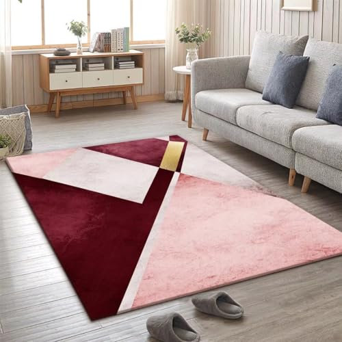 Kunsen 80X140CM Kinderzimmer Teppiche Junge Regionaler Teppich Abstrakter Stil Korridor Wohnzimmer Widerständiges kurzes Haar Esszimmer Rot Flickenteppich Arbeitszimmer