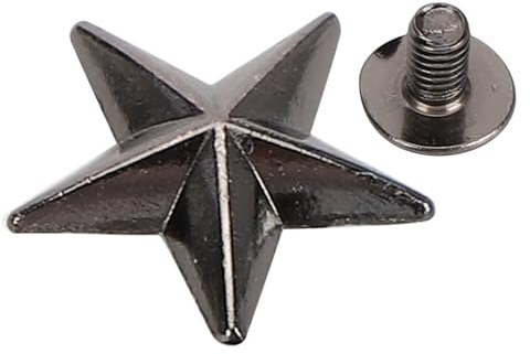 Star Rivet, Star-Shaped Studs with Back Pins Hammer-On Punk Rivets for DIY Leather Crafting, Decorating Clothes, Jackets, Belts, Footwear (Gun Color)
