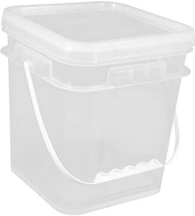 Cabilock Cubo De Pintura Hermético De Plástico Reutilizable y Transparente Apto Para Almacenamiento Seguro De Pinturas y Químicos Cubo Cuadrado Para Profesionales y Bricolaje
