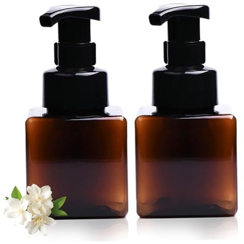 Lot de 2 distributeurs de savon moussant, 250 ml, rechargeables avec pompe, distributeur de savon en plastique pour les mains, distributeur de savon liquide, shampooing, savon mousse pour le corps