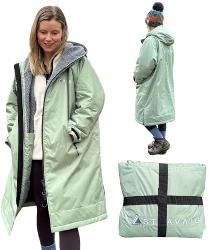 Adult Waterproof Changing Robe Super Soft Fleece Lining-Waterproof Windproof Oversized Coat for Changing Swimming and Watersports. With Compression Straps