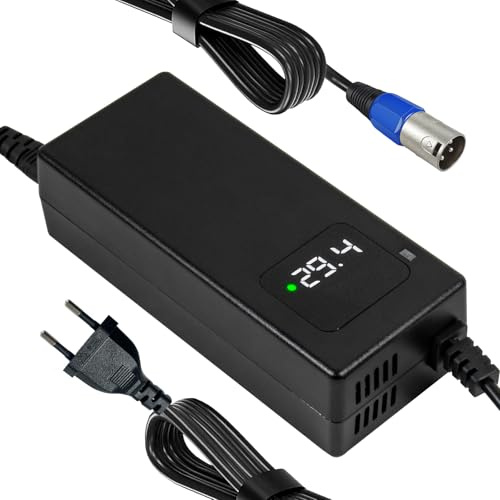 Cargador de batería de Litio 24V, Salida 29,4V 4A, Conector XLR Macho de 3 Pines, para Silla de Ruedas eléctrica, Patinete eléctrico y Bicicleta eléctrica