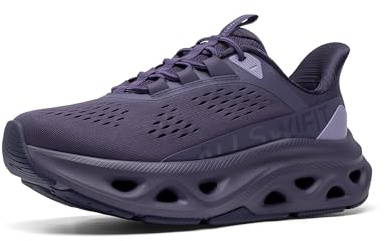 ALLSWIFIT Women's Slip On Walking Shoes Hands Free Non Slip Comfort Workout Gym Athletic Casual Breathable Running Tennis MoveSlide Fashion Sneakers,Size 7,Dark Purple,AWUMRS2506