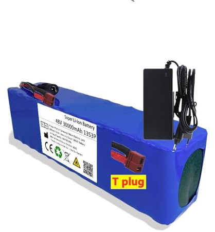 48V 30 Ah Lithium-Akkupack Lithium-Ionen-Akku für E-Bike 13S3P Lithium-Batterie für Elektrofahrräder Roller, mit Ladegerät 54,6V 2A 0–1000W Motor