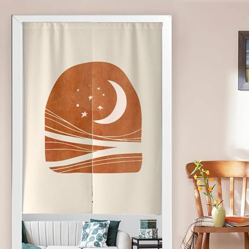 Küchenvorhänge Beige Braun Mond Vorhänge Kurz Polyester Scheibengardinen Waschbar Raumteiler Vorhang Türvorhang Langlebig Gardine Küchenfenster Verdickung Tür Vorhang Door Curtain 80x120cm