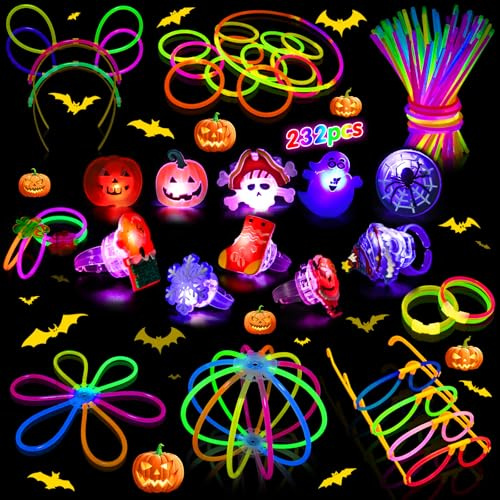 MOSSNDAR Braccialetti Luminosi Fluorescenti 232 Pezzi, Starlight Fluo Party Festa Gadget Compleanno Bambini kit per Fare Braccialetti, Neon Decorazione per Compleanno Matrimonio Halloween Natale