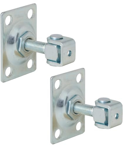 TRIBECCO® Bisagras de puerta ajustables, para atornillar a los postes, para soldar, de acero galvanizado, bisagras de puerta, bisagra ajustable, bisagra de puerta, 2 unidades (M12 x 40 (75 x 55 mm)