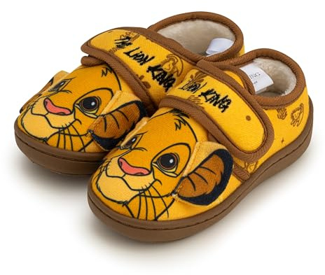 Disney The Lion King Simba Slippers with 3D Ears, Boys & Girls Soft Plush Indoor House Slippers, Non-Slip Rubber Sole, Available in UK Shoe Sizes 6-12 (UK 6)
