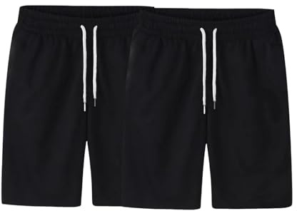 Generisch 2er Pack Kurze Hosen Herren Shorts Sommer Sporthose mit Reißverschlusstaschen Elastischer Taille Bermuda Shorts mit Kordelzug Laufshorts Sportshorts Joggingshorts Freizeithose (2PC-06, XL)
