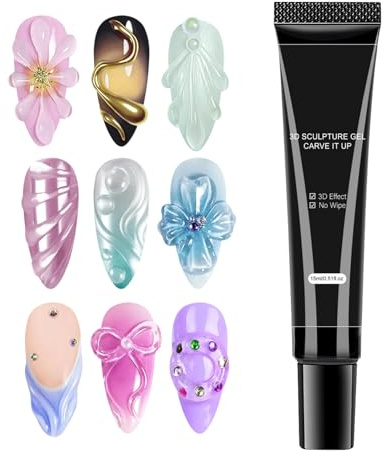 Gel 3D pour ongles - Colle à modeler - Charmant et simple pour salon, maison, mariage, vacances