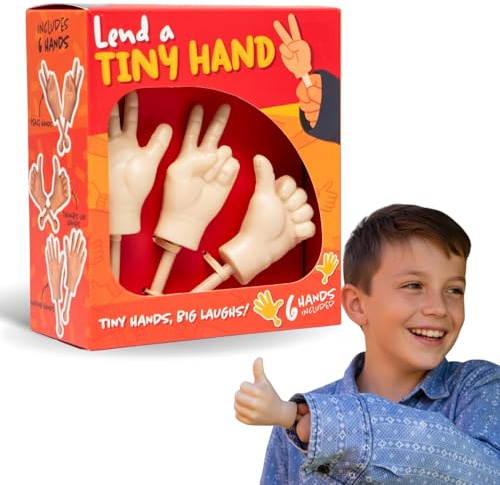 Boxer Gifts Tiny Hands on Sticks Prank - 3pk of Peace, Thumbs Up and Weird Wave - Silly Joke Gifts, Red, Blue, Yellow