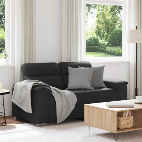 ZQQLVOO 2-Sitzer-Sofa Schwarz Zweisitzer Sofa Kunstleder Loungemöbel mit Armlehnen und Polsterung 120 cm Kunstleder