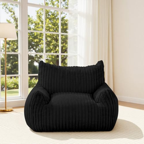 MeMoreCool Sitzsack XXL für Erwachsene, Plüsch Bodensessel, Schwarz