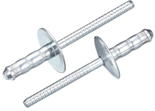 QUARKZMAN 100Stk 3/16x1/2 Blindnieten Mit Großem Kopf Und Mehrfachgriff Verzinkter Kohlenstoffstahl Griff Und Dornkappe Blindnieten Silber