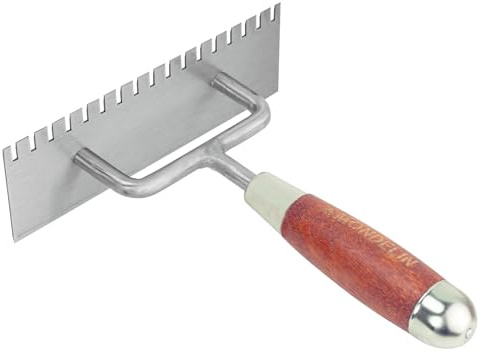 Truelle Berthelet dentée – lame acier – côté denté et lisse – outil plâtrier finition et dressage du plâtre