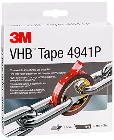 3M VHB 4941193 Adhesive Tape (Paper Liner), 19 mm x 3 m, Grey