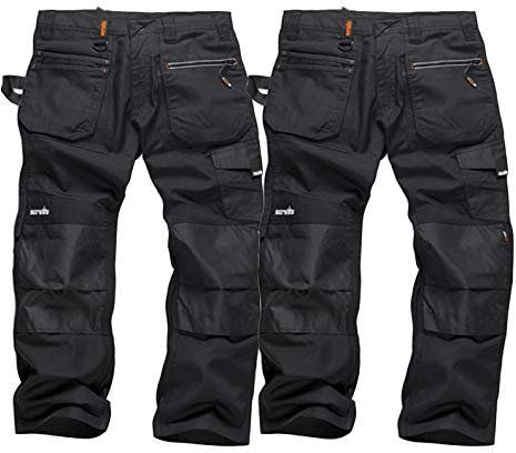 Scruffs Ripstop Work Trousers Twin Pack (32 Waist/32 Leg) Black