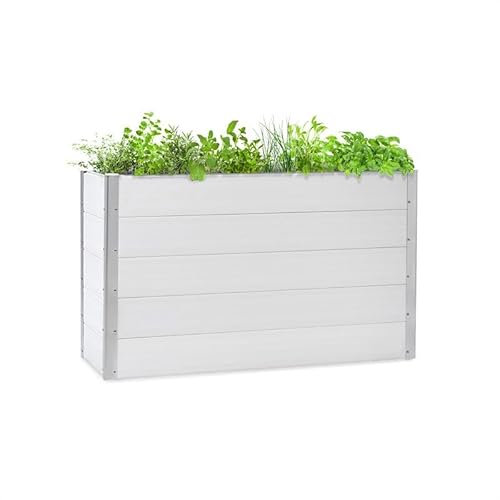 blumfeldt Nova Grow - Bancal, WPC Resistente Intemperie, Protección contra Rayos UV, óxido y heladas, Refuerzos de Aluminio en Las Esquinas, Estética de Madera, 150 x 91 x 50 cm, Blanco
