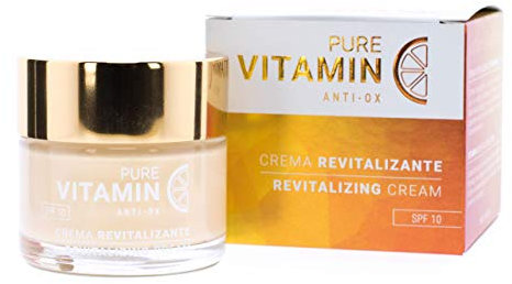 PURE VITAMIN Crema Vitamina C Facial antioxidante. Crema hidratante facial mujer y hombre. Crema Antiarrugas que aporta luminosidad y firmeza. Marca Noche y Día. 60 ml