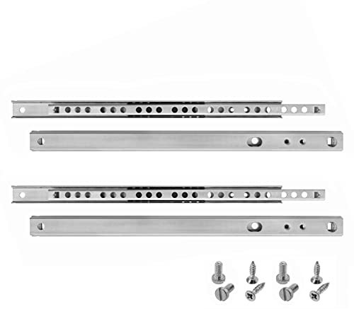HELPMATE Guide per cassetti, 17 mm, lunghezza 246 mm, set da 4 paia, estraibili per cassetti, guide per cassetti, in acciaio zincato, colore argento, con materiale di fissaggio incluso