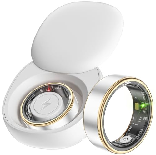 Smart Ring Fitness Ring Tracker Smartringe für Herren Damen Schrittzähler Aktivitätstracker 5ATM Wasserdicht Schlaftracker Smartring Herzfrequenz Pulsmessser Fitnesstracker Android iOS Größe 8