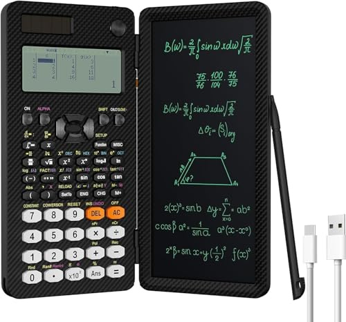 NEWYES Calculatrice Scientifique Rechargeable, avec Tablette d'écriture et Stylo, 552 Fonctions pour étudiants et Professionnels en mathématiques, Physique et ingénierie