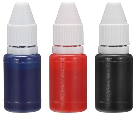 PATIKIL 0.33oz Refill Ink for Stamps and Ink Pads, 3Pcs 10ml Stamp Pad Ink Refill for Office Stamp Self Inking Stamp Date Stamp Scrapbooking, 3 Colors