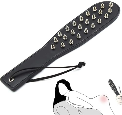 SAHOOSAFETY SM Spanking Paddle Fouet clouté BDSM Bondage Cuir Fessée Érotique Flogger Fouet Adulte Érotique Sex Toys for Hommes et Femmes