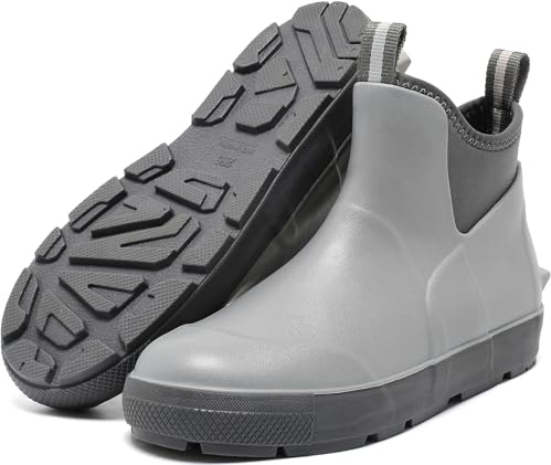 CKWLXQY Men's Deck Boots, Waterproof Ankle Rain Boots with Anti-Slip Traction, Rubber Garden & Fishing Boots for Boating, Camping, Farming & Outdoor Work