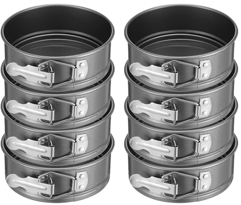 8 Pcs 4.7 Inch Springform Pan with Removable Bottom, Nonstick, Round Springform Cake Pan, Leakproof Mini Cheesecake Pans with Stainless Steel Spring Buckles for Baking Kitchens Restaurant (Black)