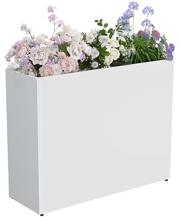 TinFrey Jardinera de Exterior Grande 96 cm, Macetero Rectangular Exterior Grande Decorativo de Metal para Flores, Resistente a la Intemperie, Ideal para Balcón, Jardín y Terraza