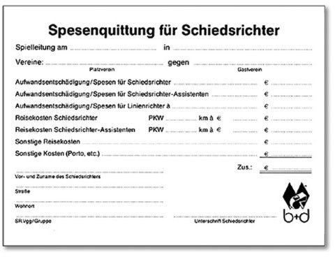 b+d Schiedsrichter Quittungsblock